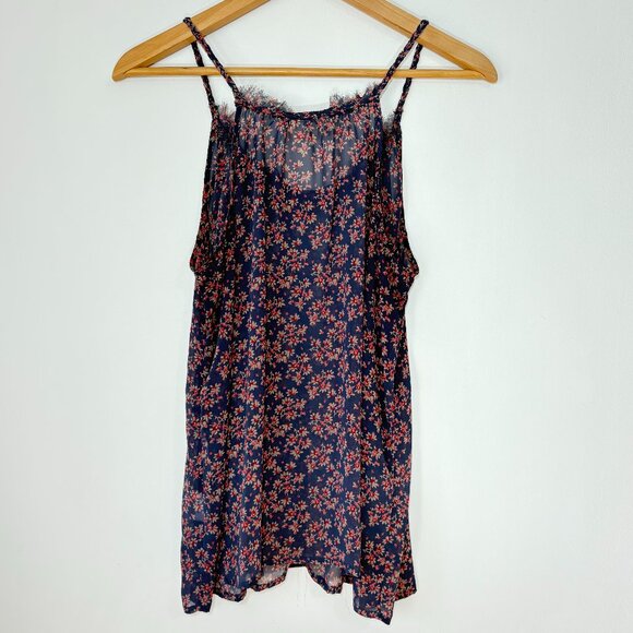 Inked & Faded Womens Ditsy Floral Sheer Spaghetti Straps Top Sz Medium Festival - Picture 7 of 7